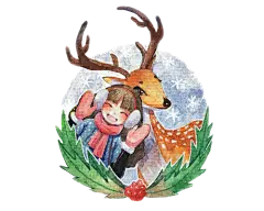 水彩手绘梦幻麋鹿小鹿免扣PNG透明背景图片 (1)