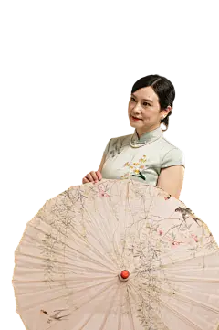 母亲旗袍撑伞母亲节母女亲情人物免抠元素