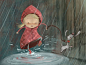 #采集大赛#a cute illustration by susan batori of a girl and her dog splashing in puddles on a rainy day