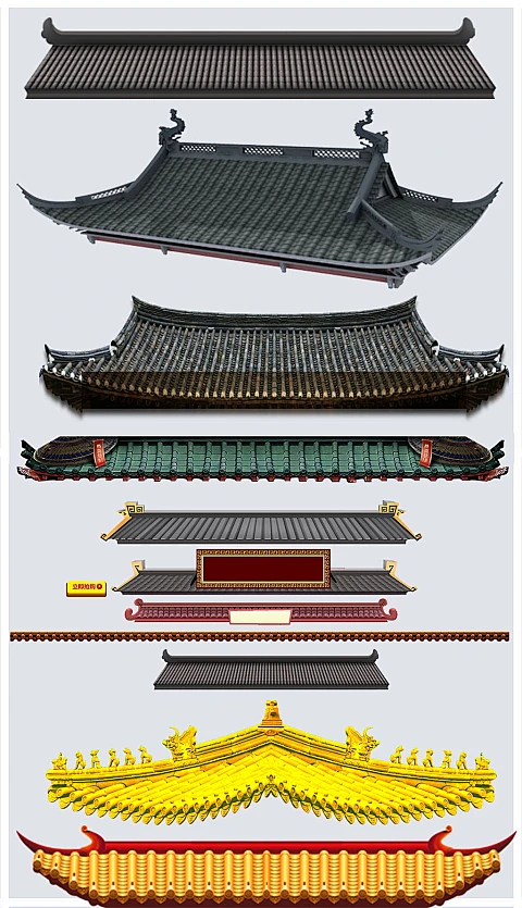 中国风古典屋檐建筑屋顶古代瓦房PNG素材-花瓣网