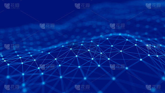 网络连接结构。波的粒子。大数据数字背景。