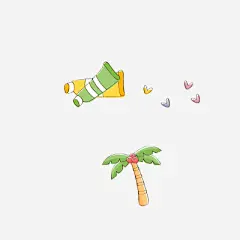 儿童节免抠素材_新图网 https://ixintu.com 帽子 爱心 椰子树 椰子 果实 海南 插画