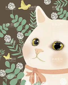 手绘精致猫咪  - 源文件下载【酷图网】手绘,精致,猫咪,卡片,花丛,鸟,好看的,创意