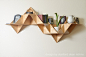 Danish Modern Inspired Modular Triangular Birch Wood Wall Mounted Shelf: display keepsakes, collector items...