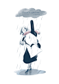 不停下雨的冬天-老老老鱼__涂鸦王国插画