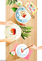 蔬菜水果鸡肉胡萝卜肉片白菜烹饪美食美味插图插画