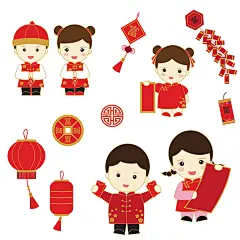 卡通可爱农历狗年新年春节儿童舞狮灯笼海报贺卡背景矢量设计素材-淘宝网