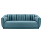 Arno Sea Blue Velvet Channel-tufted Modern Sofa #modernsofa