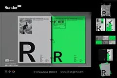 6款极简质感文件夹名片画册VI应用设计文具ps样机素材展示效果图图片