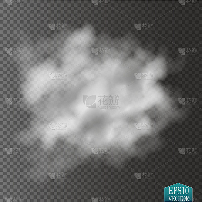 雾或烟隔离透明特效。白色矢量云，雾或烟雾背景。矢量图