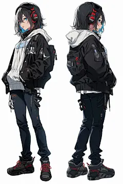 动漫人物赛博朋克炫酷插画