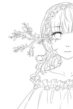  线稿 动漫 黑白素材 插画 手帐