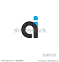 Initial Letter AI Linked Circle Lowercase Logo Black Blue Icon Design Template Element