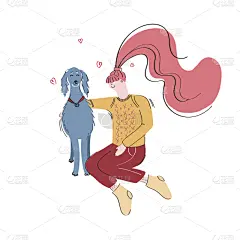 狗,女孩,被抛弃的,可爱的,自由,动物,犬科的,小狗,宠物收养,绘画插图