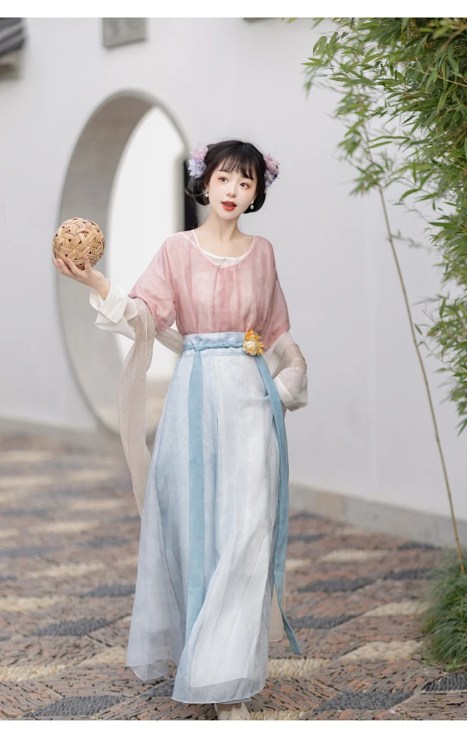 汉明月原创唐制汉服春日宴印花唐褙子内搭圆领衫八破裙日常春夏款-淘宝网-花瓣网