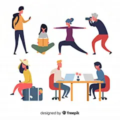 总是画不好人物姿势？给大家分享几十种扁平化人物形体插画，没灵感的时候来看看。

design by freepik #灵感的诞生# ​​​​