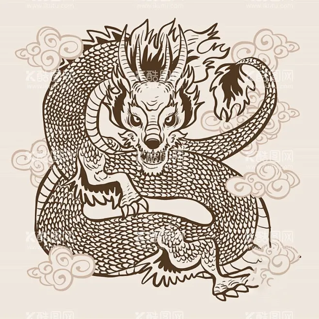 龙 - 源文件下载【酷图网】龙,矢量龙,红龙,中国龙,古典龙,线稿龙,线条龙,龙凤呈祥,龙凤,矢量雕刻龙,龙年,龙年海报,龙素材,龙图案,龙 ...