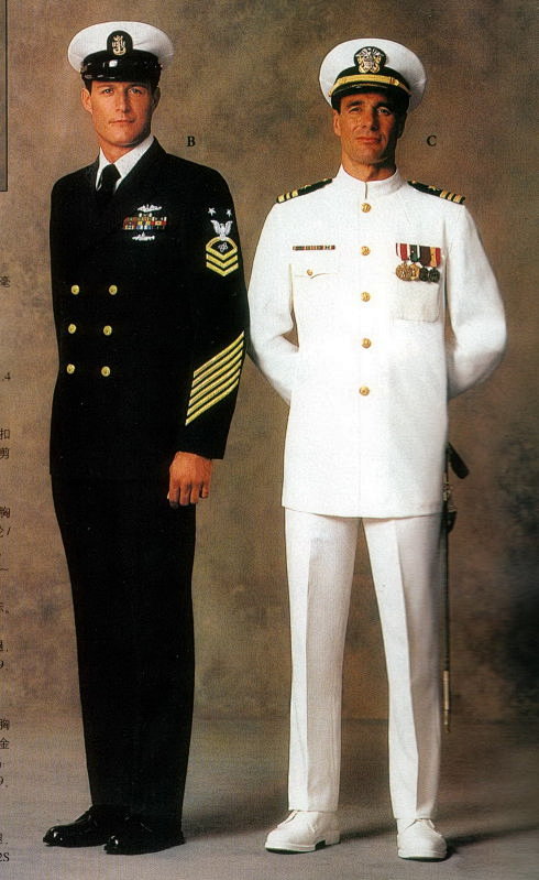 海军校官白色队列礼服(右) 军士长蓝色常...