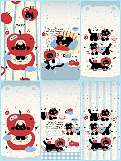 手机壁纸｜多巴胺红苹果黑猫来啦‍ - 小红书