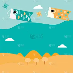 在儿童节那天，鲤鱼在天空中游弋。