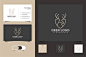 Deer logo design with stylish lines Premium Vector