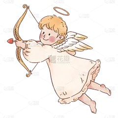手绘-天使元素人物插画8素材-花瓣网