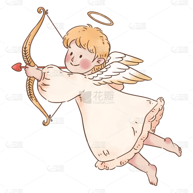 手绘-天使元素人物插画8素材-花瓣网