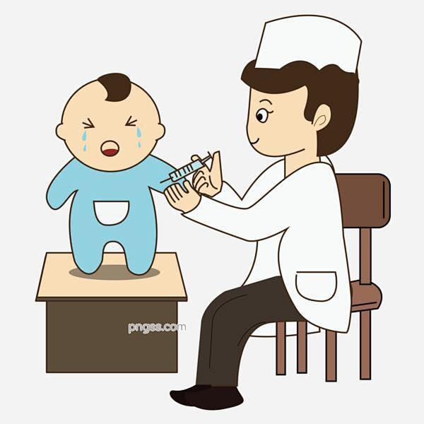 医疗卡通矢量正在给孩子打疫苗的医生图片大...