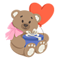 带着礼物和心形气球的泰迪熊 PNG, SVG