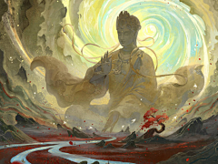 重迭的山采集到画风