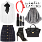 A fashion look from January 2016 featuring white blouse, cape coat and plaid skirt. Browse and shop related looks.