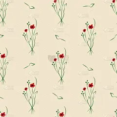 矢量插图。花卉无缝模式。一束野花。手绘的花田。简单的花。