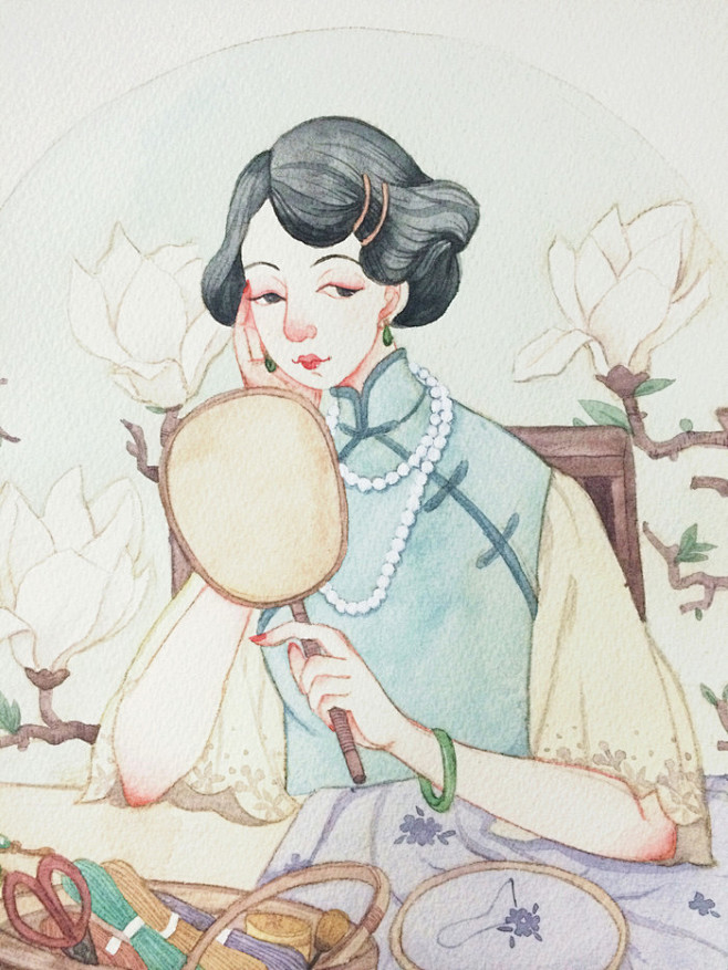 喜欢旗袍！-木与森_插画 水彩_涂鸦王国...