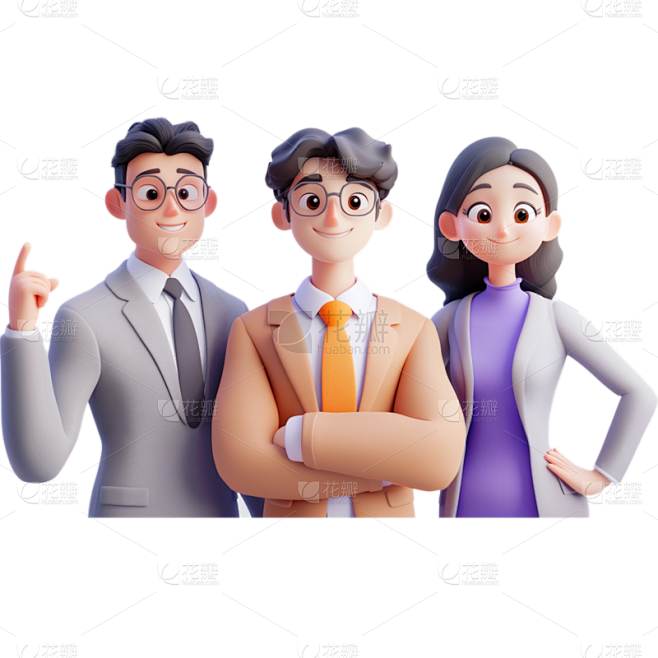 人物系列-通用-3D皮克斯团队人员组合人...