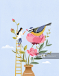 花,插画,绘画插图,春天,少女正版图片素材