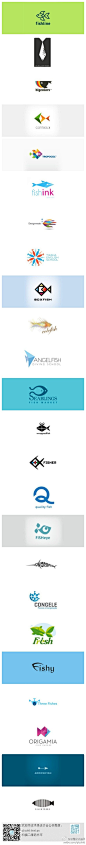#求是爱设计# 分享与鱼相关的Logo。