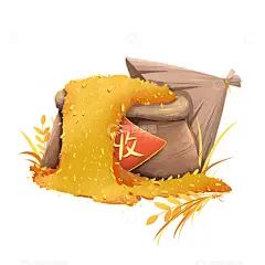 手绘秋收丰收稻谷麦子袋子插画元素高清模板免费下载-趣麦麦图