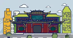 建筑 【酷图网】中国风,古镇,建筑,插画,素材矢量,AI源文件,手绘,水墨城墙,唯美配图,古代建筑,建筑插画