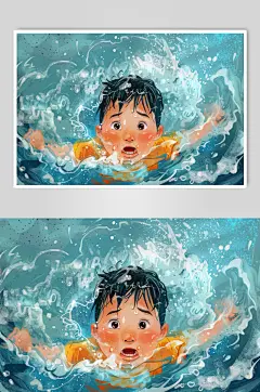AI数字艺术夏季防溺水插画