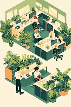 扁平风商务办公手绘素材