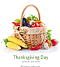 篮筐内的蔬菜水果,玉米,西红柿,茄子,感恩节,食物,美食