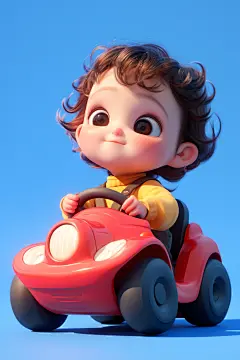 开玩具车儿童人物插图插画