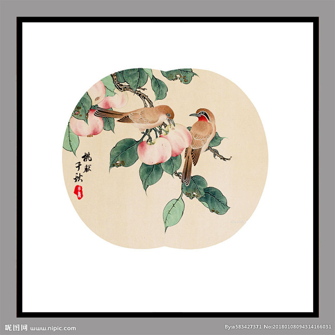 中国风寿桃无框画
