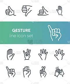 Gestures line icon set