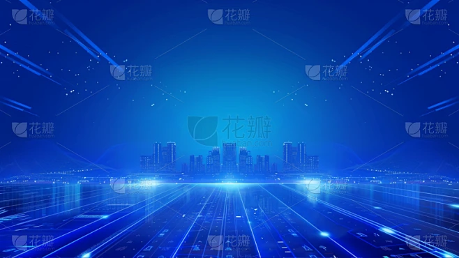 科技风系列科技城市-城市组合通用背景素材素材-花瓣网