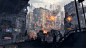 General 1920x1080 cyberpunk artwork futuristic city war explosion