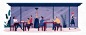 Groups of people eating casually at an outdoor restaurant