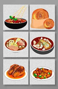 美味手绘卡通成都特色美食元素插画