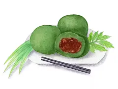 手绘水彩节气清明艾糍素材元素插画图片下载