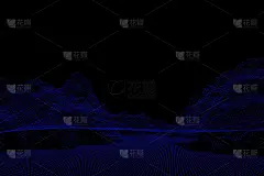 未来蓝色大数据可视化，3D网络，线框背景。3 d渲染。